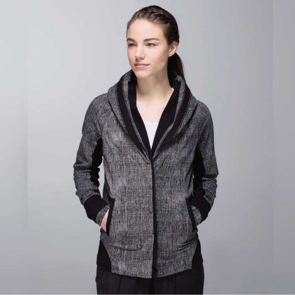Lululemon To Class Jacket Burlap Texture Black French Terry 12 Yoga Athleisure